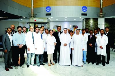 الشيخ حميد القطامي خلال تفقده المستشفى الدولي الحديث: