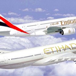 طائرة الإيرباص A380 الإماراتية تشارك السعودية احتفالات اليوم الوطني
